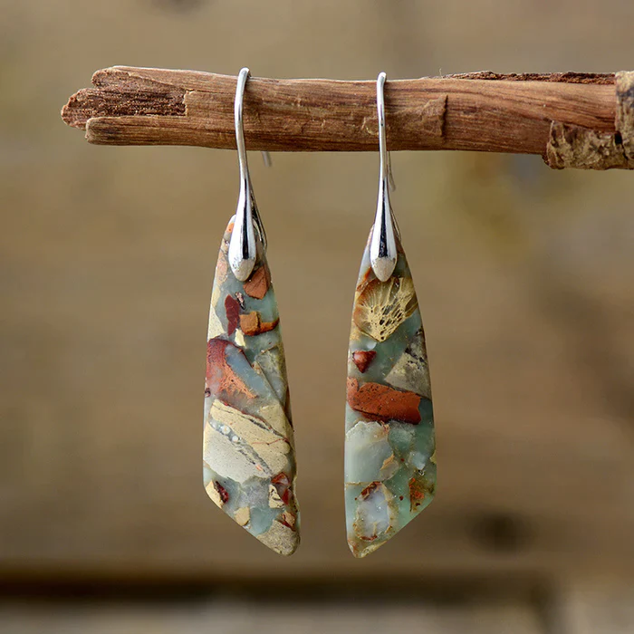 Pendientes vintage con piedra natural