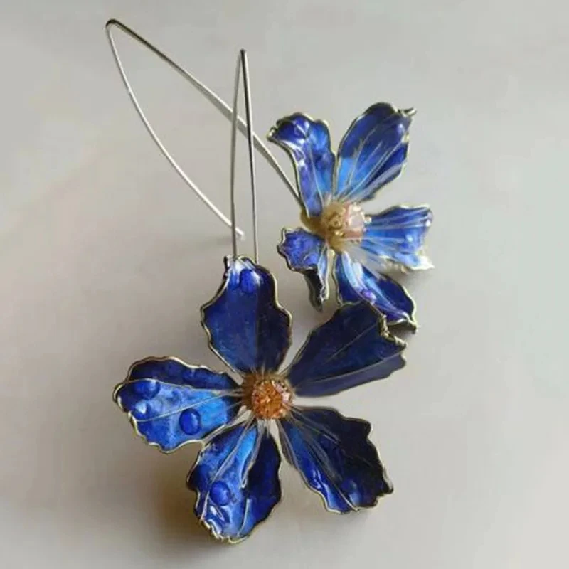 Pendientes Vintage de Flores en Azul