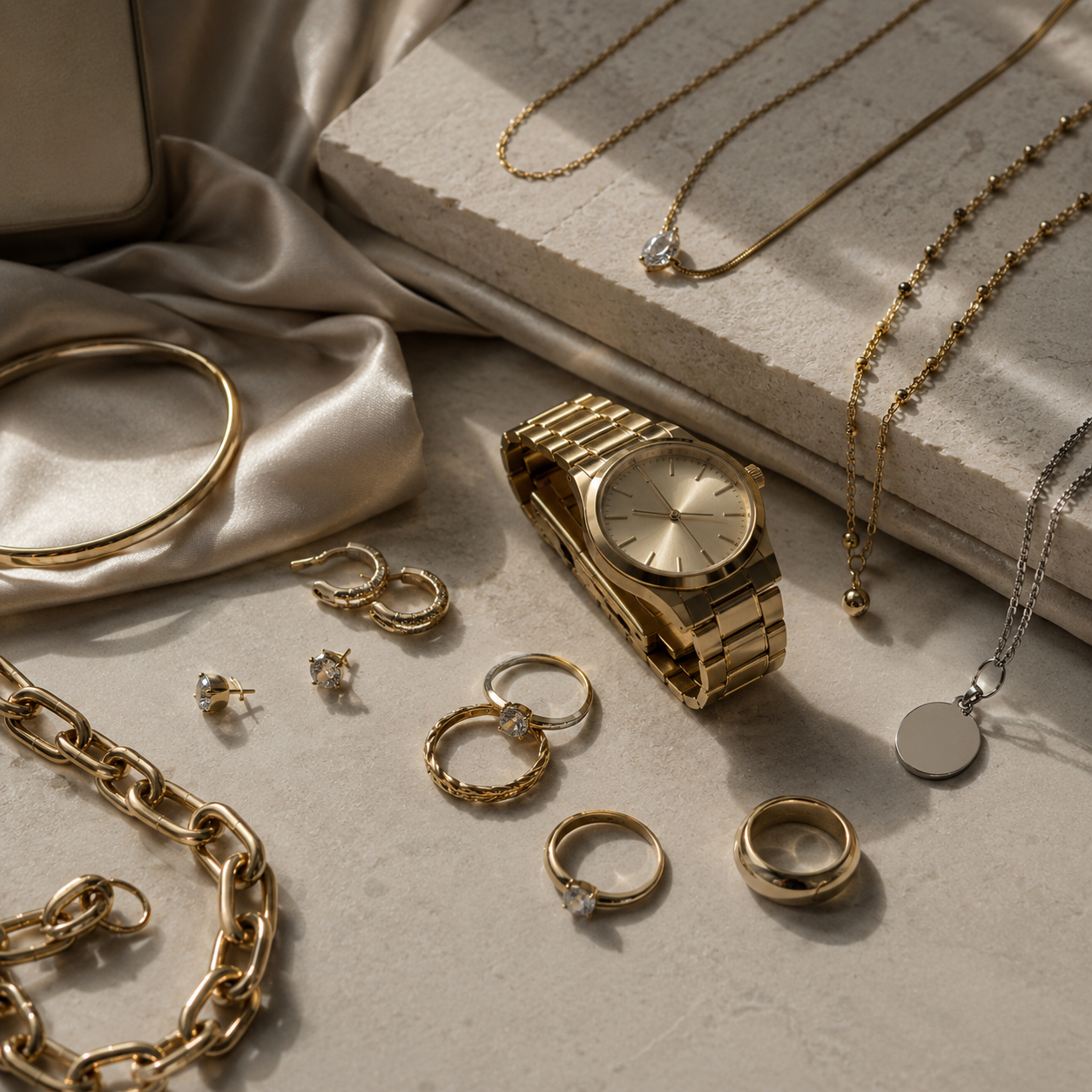 Accesorios - joyas y relojes dorados