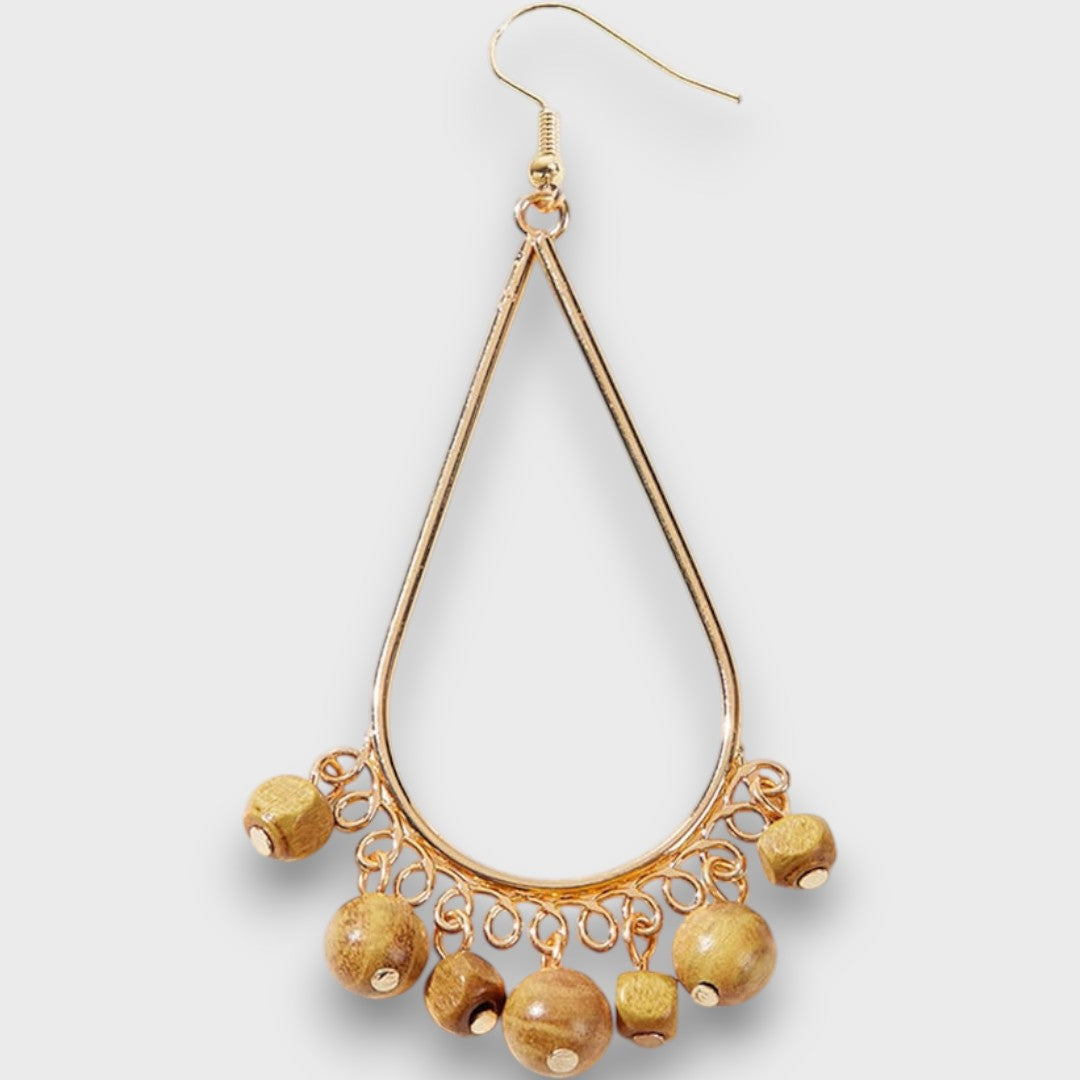 Solira – Pendientes de gota vintage con elementos de madera