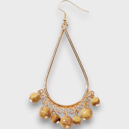 Solira – Pendientes de gota vintage con elementos de madera