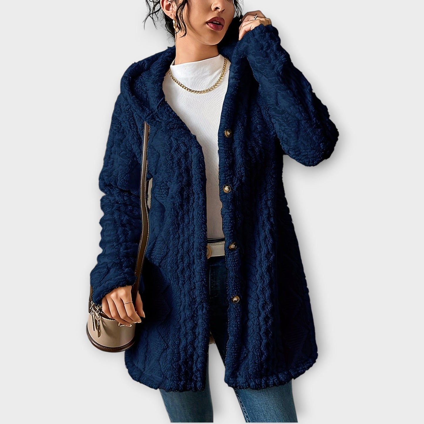 Chaqueta Invernal con Capucha Texturizada y Confortable