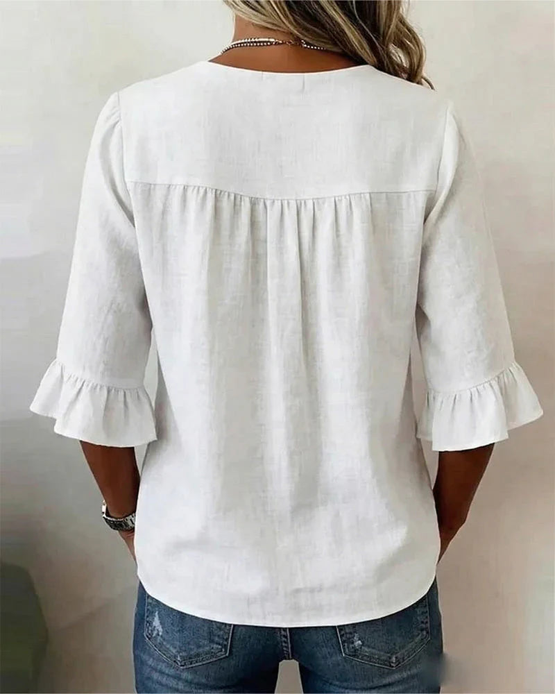 Blusas de algodón y lino con botones