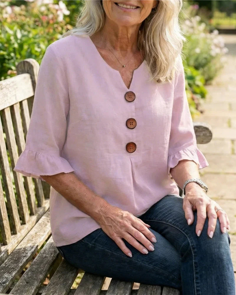 Blusas de algodón y lino con botones