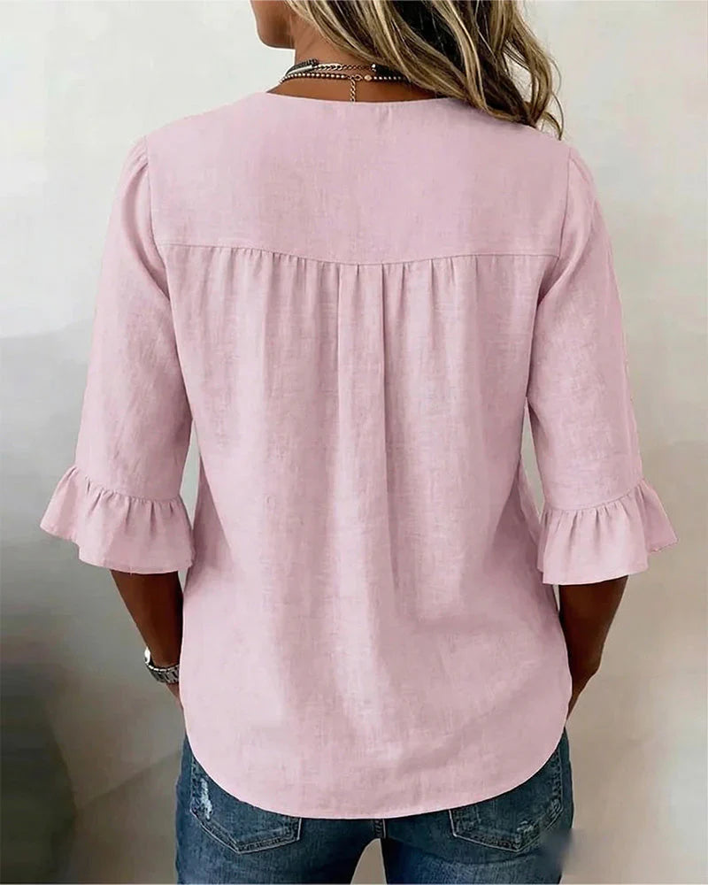 Blusas de algodón y lino con botones