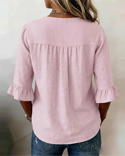 Blusas de algodón y lino con botones
