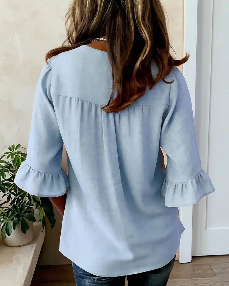 Blusas de algodón y lino con botones