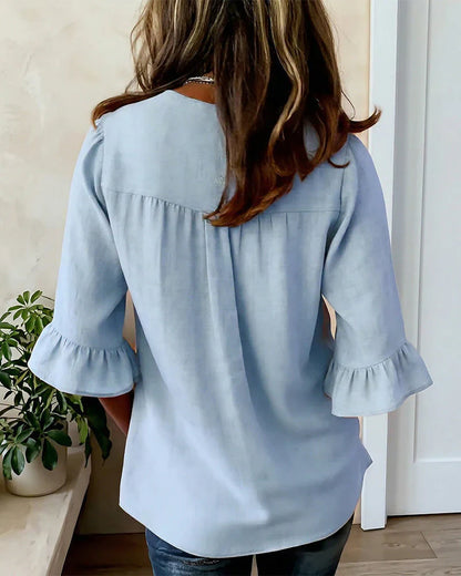 Blusas de algodón y lino con botones