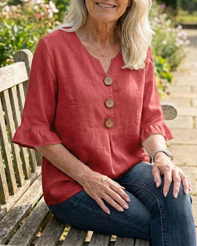 Blusas de algodón y lino con botones