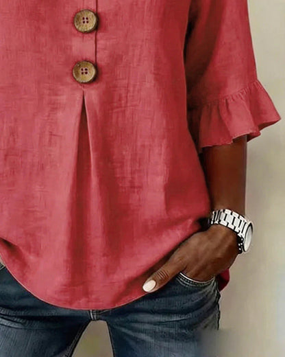Blusas de algodón y lino con botones