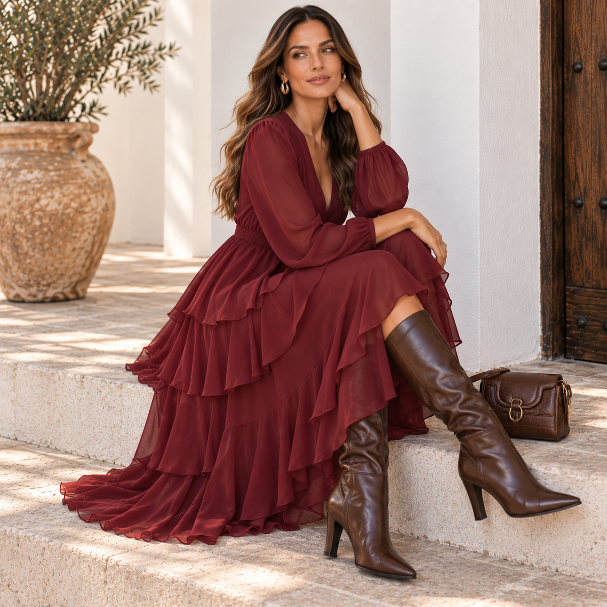 Vestido Isabella Rojo vino