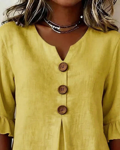 Blusas de algodón y lino con botones