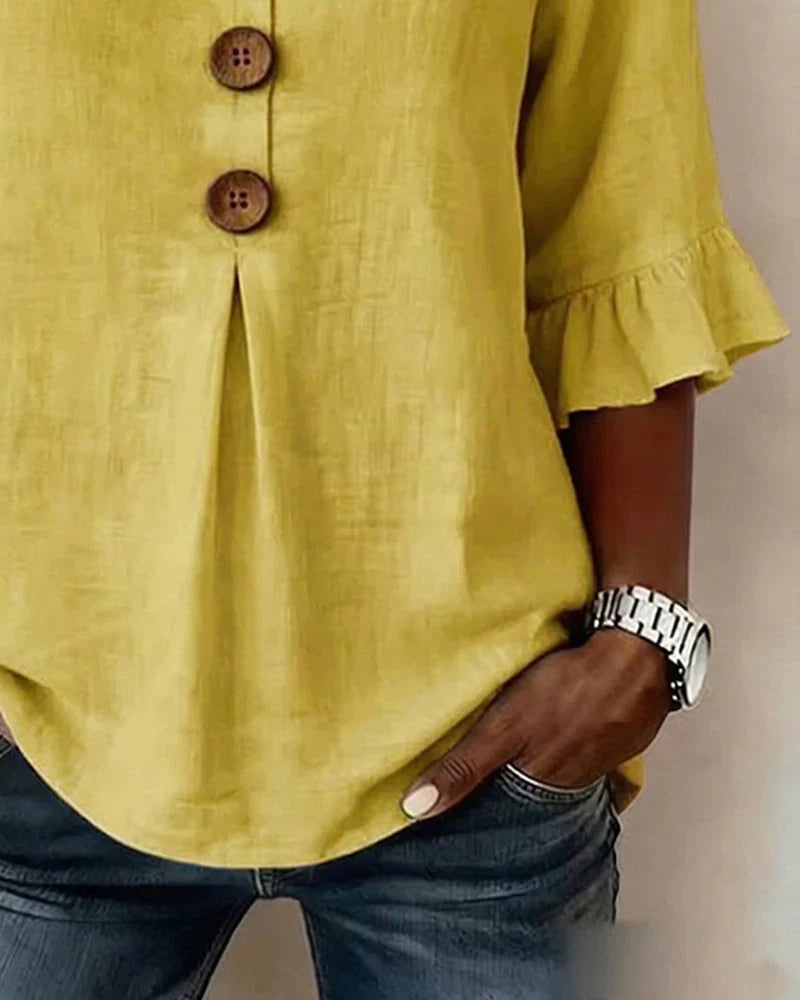 Blusas de algodón y lino con botones