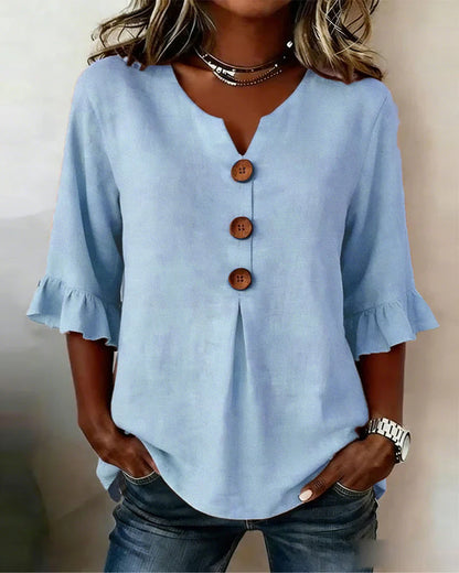 Blusas de algodón y lino con botones