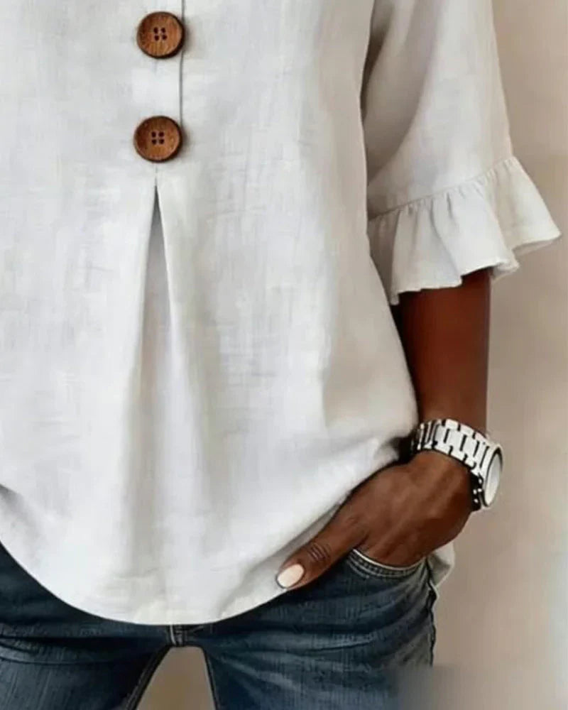 Blusas de algodón y lino con botones