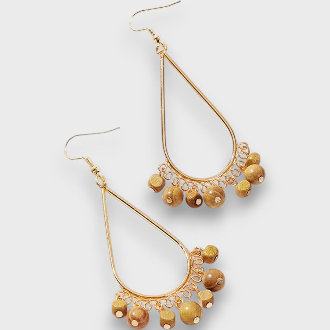 Solira – Pendientes de gota vintage con elementos de madera