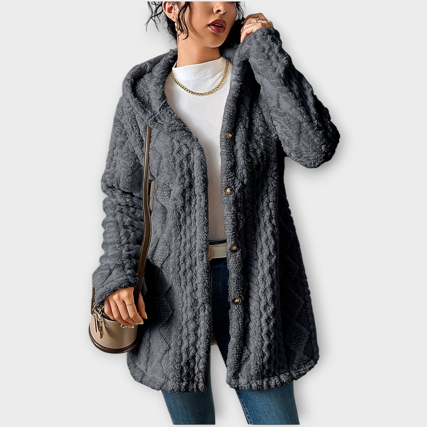 Chaqueta Invernal con Capucha Texturizada y Confortable