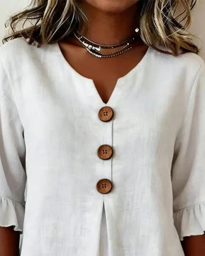 Blusas de algodón y lino con botones