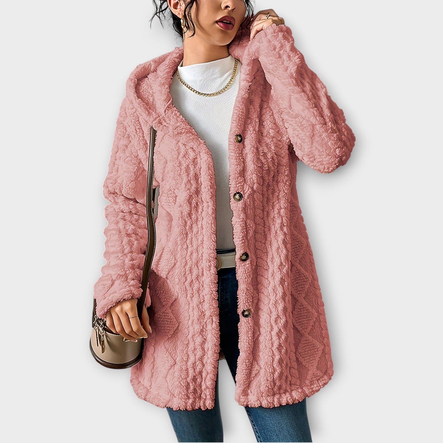 Chaqueta Invernal con Capucha Texturizada y Confortable