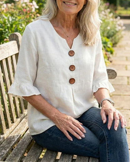 Blusas de algodón y lino con botones