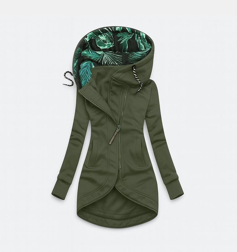 Coralina | Chaqueta Asimétrica con Capucha Amplia