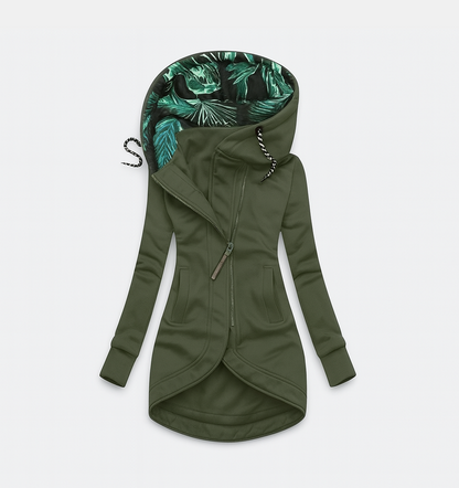 Coralina | Chaqueta Asimétrica con Capucha Amplia