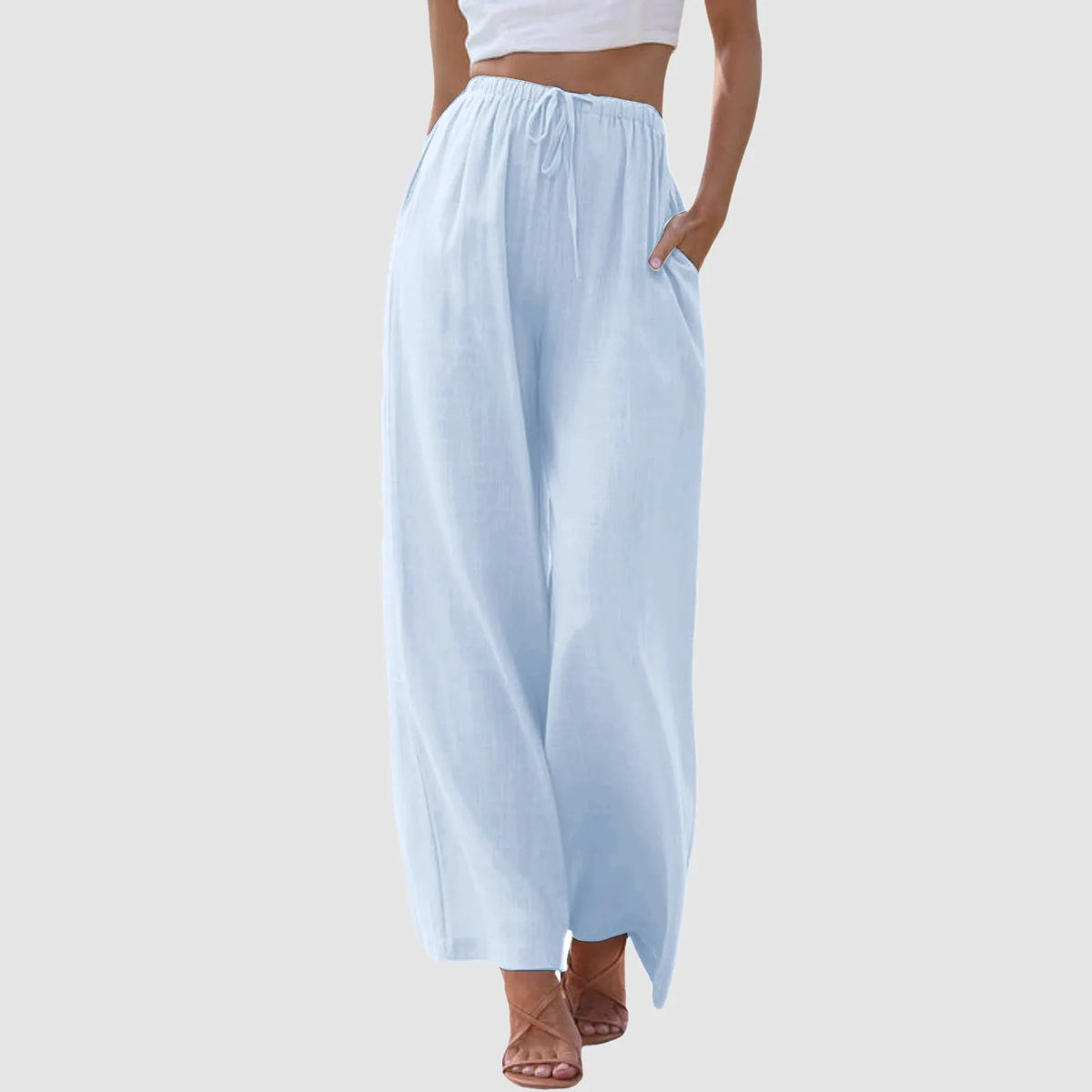 Pantalones cómodos de pierna ancha y cintura alta