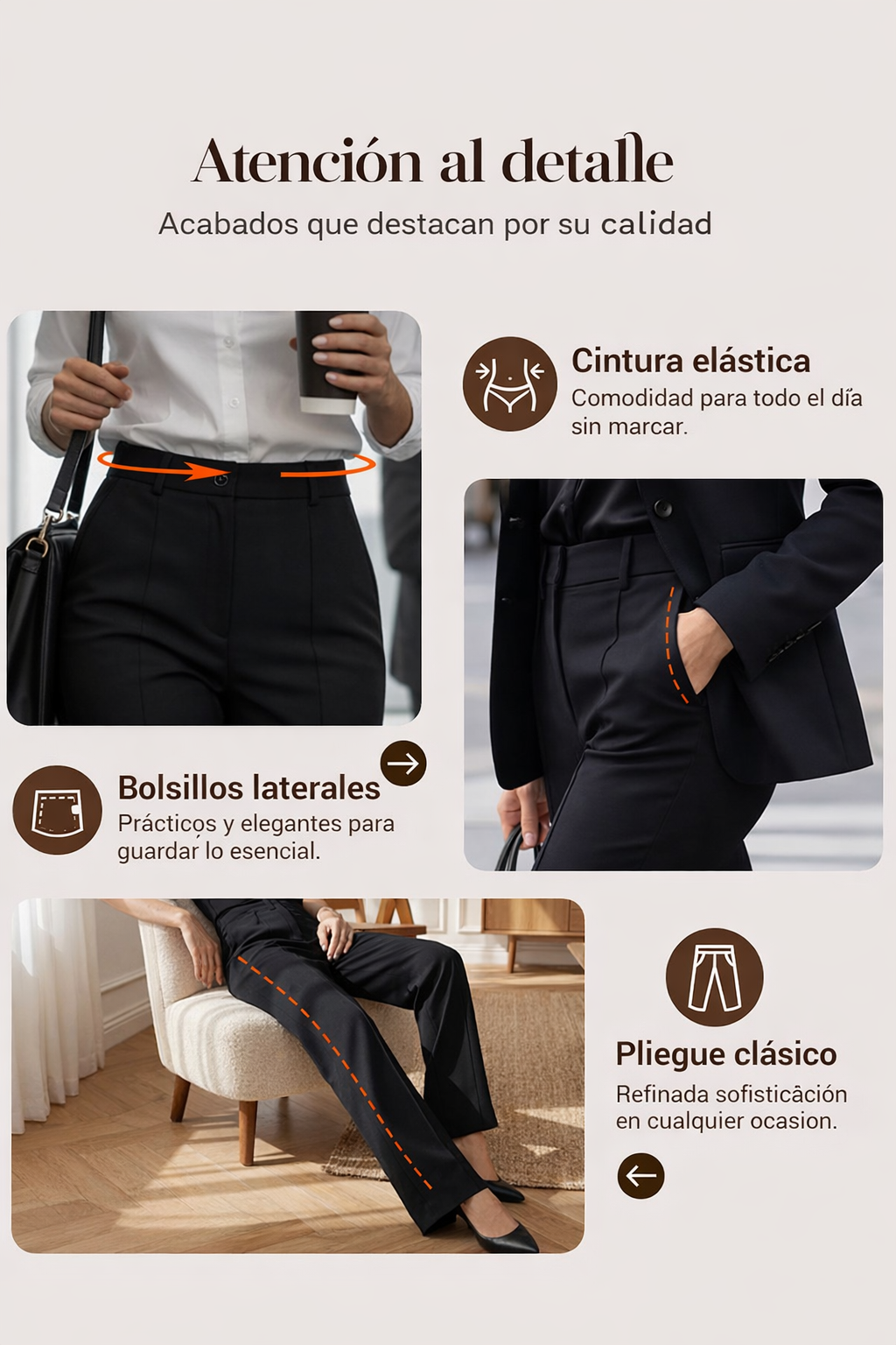 Lily | Pantalones de traje de mujer de cintura alta