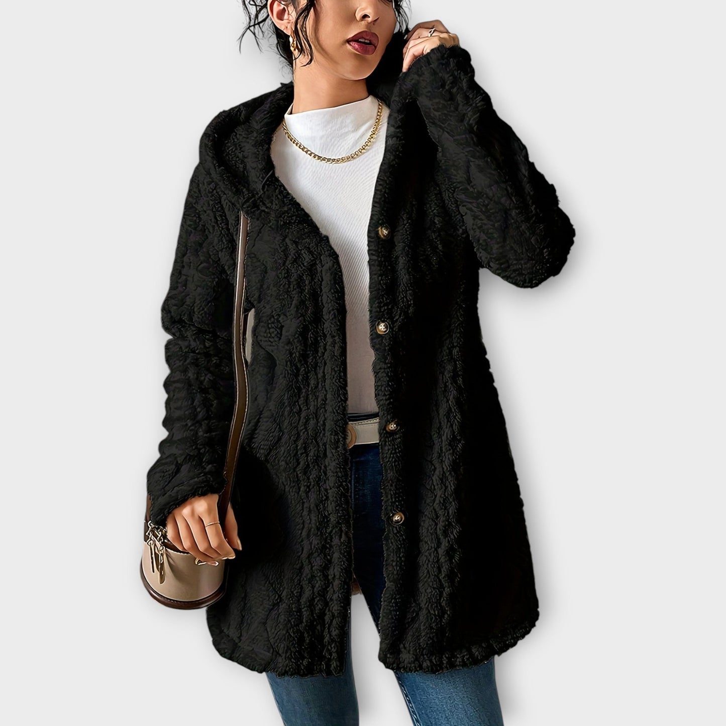 Chaqueta Invernal con Capucha Texturizada y Confortable