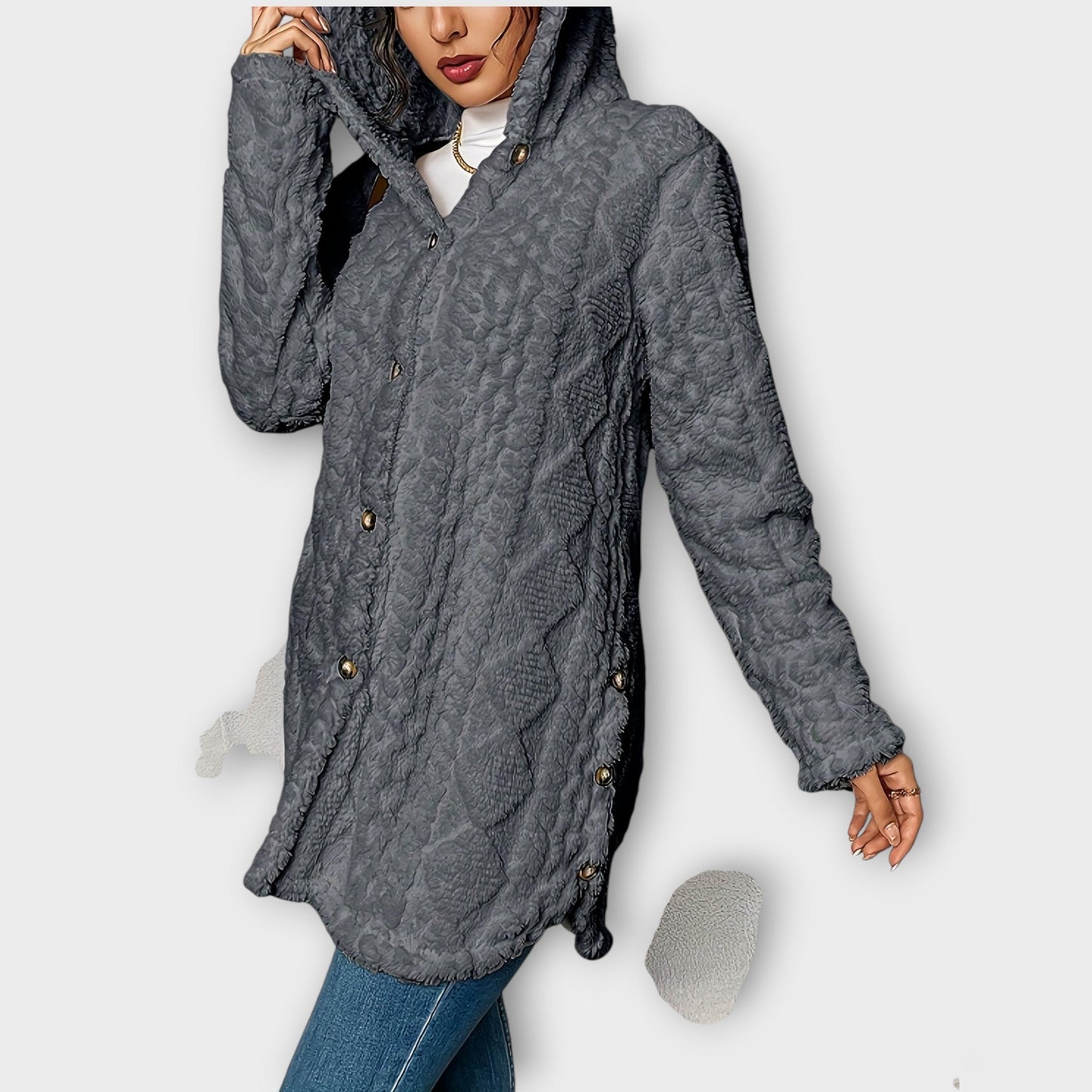 Chaqueta Invernal con Capucha Texturizada y Confortable
