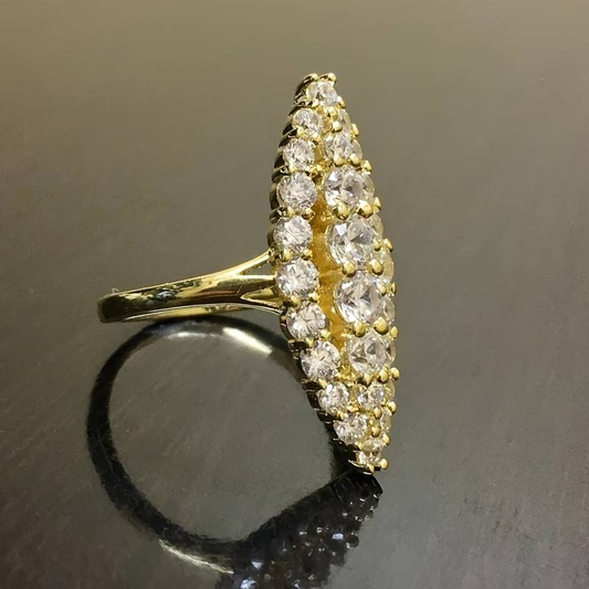 Anillo de Cristal Corte Ovalado Vintage